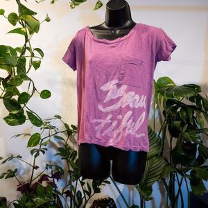 American Eagle lavender "Beautiful" crop top, Size S